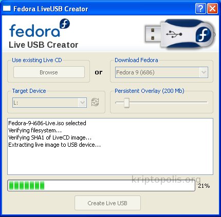 LiveUSB Creator: Fedora en tu llavero 3 winusb03