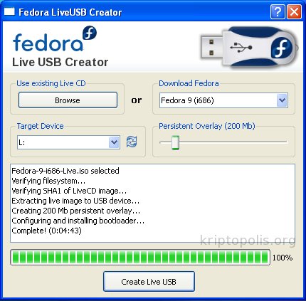 LiveUSB Creator: Fedora en tu llavero 4 winusb04