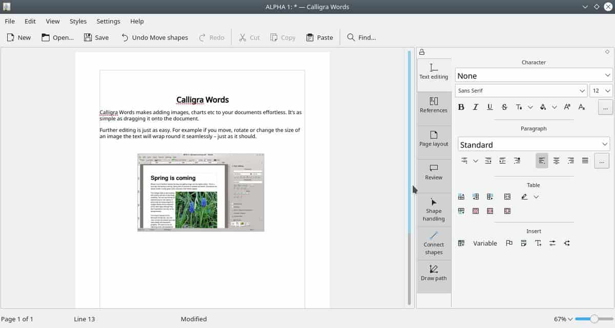 Las 10 mejores suites ofimáticas gratuitas para Linux una alternativa a MS Office 10 Calligra Words