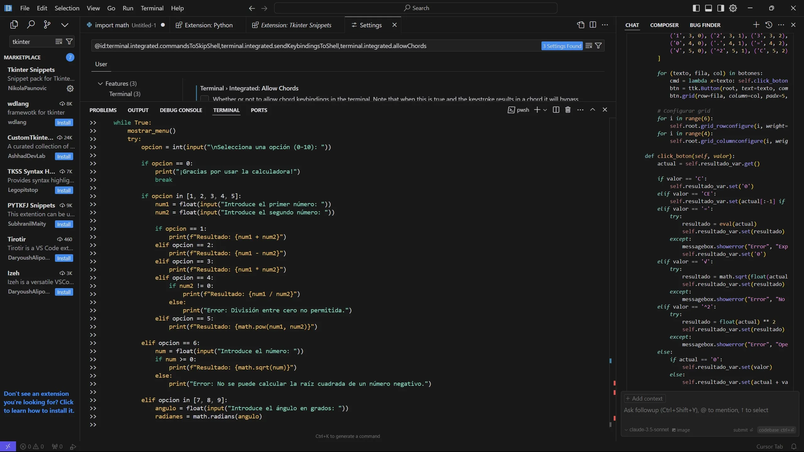 Esta IA es capaz de crear una app sin necesidad de saber programación, totalmente gratis y en cuestión de minutos 3 cursor vs code python calculadora cientifica 4280548
