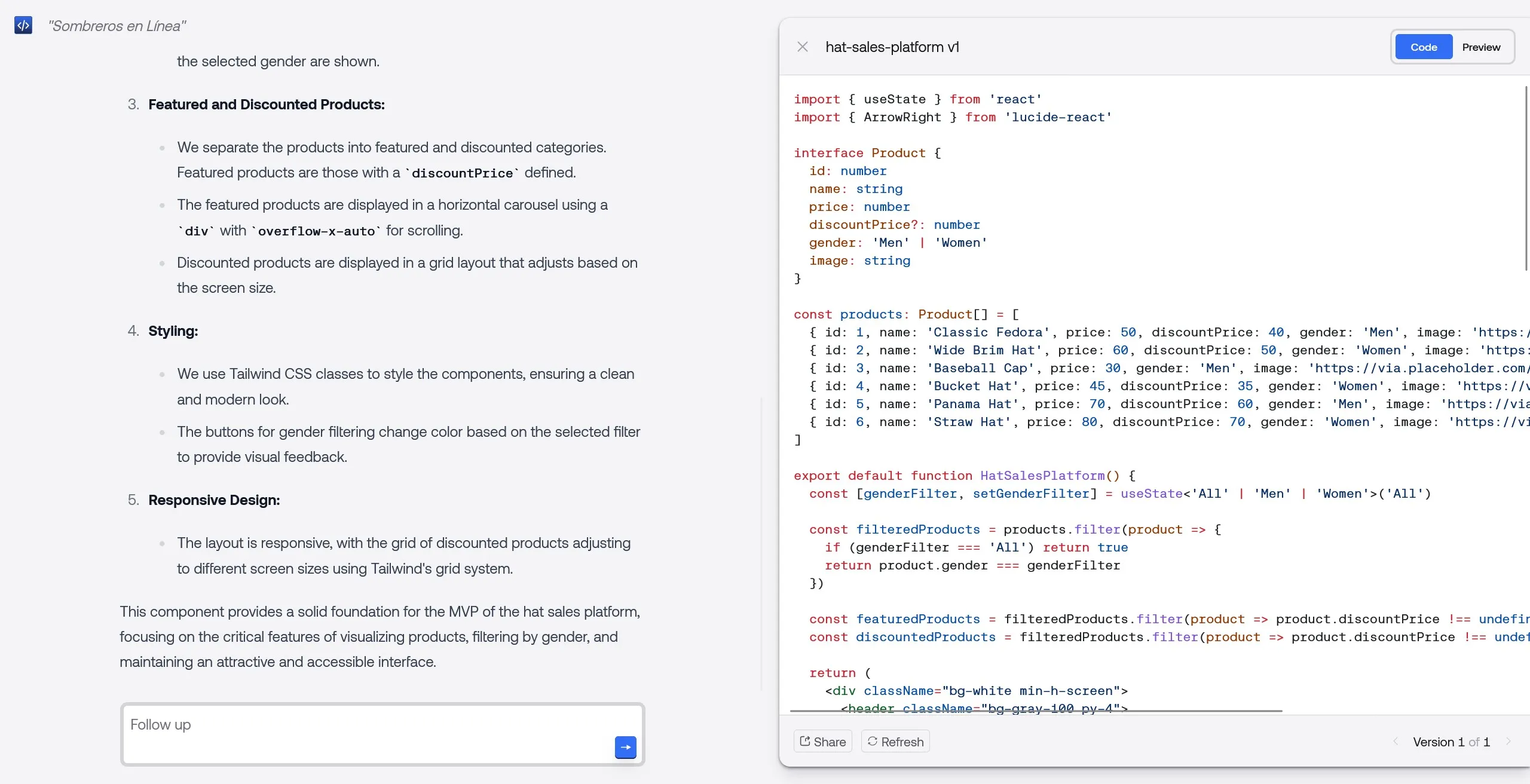 Esta IA es capaz de crear una app sin necesidad de saber programación, totalmente gratis y en cuestión de minutos 1 tienda online sombreros llamacoder codigo 4280549